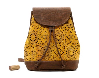 Sac à dos en liège "ELEA sunrise" - #cork #backbag #vegan #durable #nature #cork #wood #bag