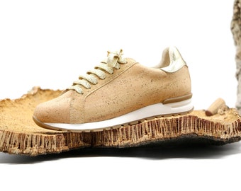 Kork Sneaker "SOFIA gold"  - #cork #schoes #kork #sneaker #vegan #nachhaltig #umweltfreundlich #Natur #nature #wood