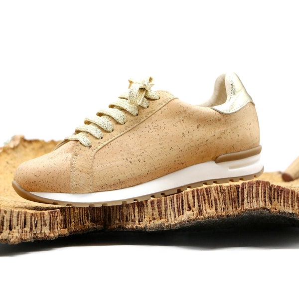 Cork sneaker "SOFIA gold" - #cork #schoes #kork #sneaker #vegan #sustainable #environmentally friendly #nature #nature #wood