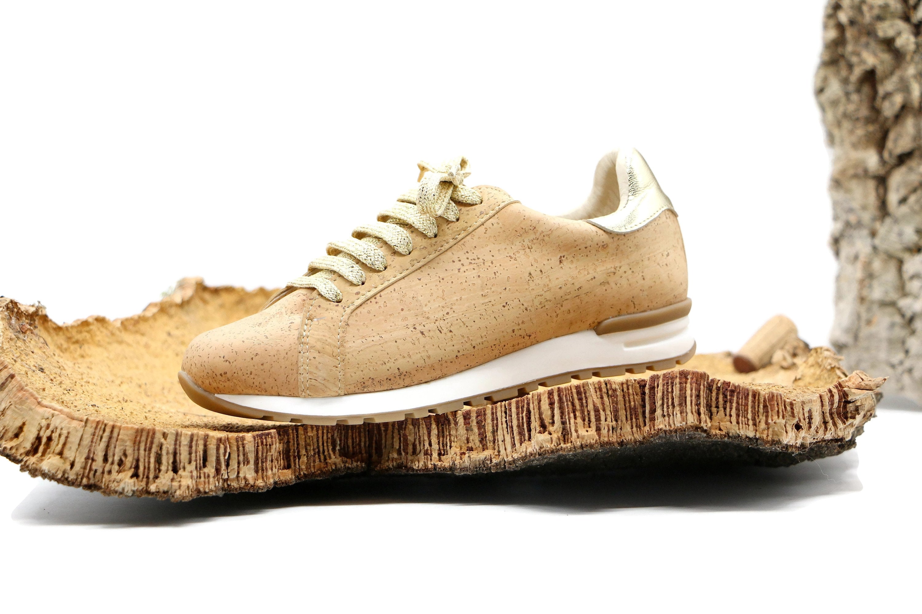 Zapatilla de corcho "SOFIA gold" - #corcho #zapatillas #corcho #zapatilla #vegano #sostenible #ecolĂłgico #naturaleza #madera