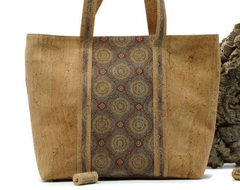 Cork handbag "BELLA" - #cork handbag #vegan #sustainable #shoulder bag #nature #wood #cork #turquoise