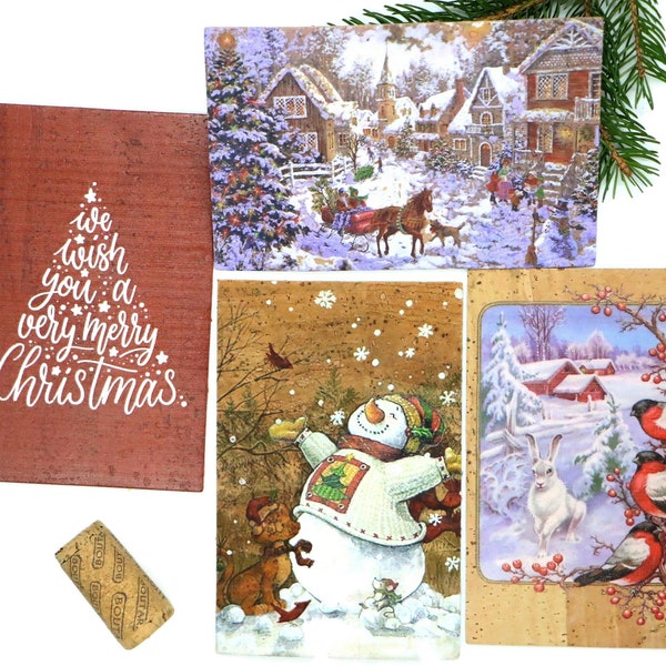 Cork Christmas Cards 'Merry Christmas' - #kork #postkarten #geschenk #nachhaltig #Brief #cork #vegan