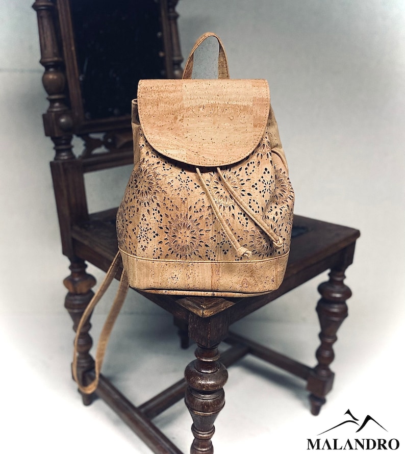 Cork backpack ELEA classic cork backbag vegan sustainable nature kork wood bag image 1