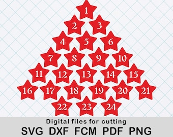 Christmas countdown and advent calendar SVG cut files, DIY advent calendar for kids and adults, Christmas svg bundle