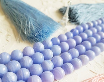 Blue lace agate beads, Agate beads, Semi precious beads, 8mm beads, Zodiac stone, Blue beads, Round beads, Diy supplies, Full strand