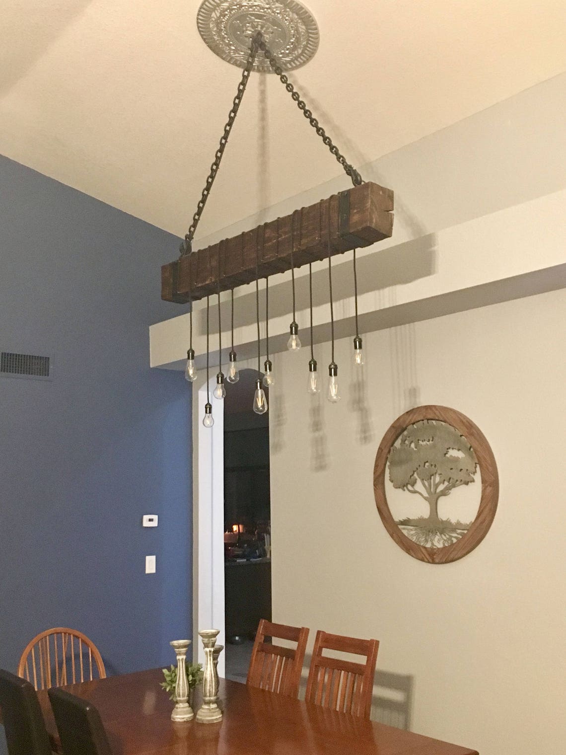 Reclaimed Wood Chandelier Etsy