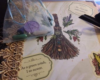 Green Witch Scrapbook Junk Journal Planner Keepsake Grimoire Spell Book