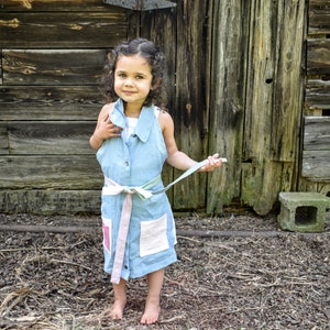 Child&#39;s Upcycled Linen Shirt Apron