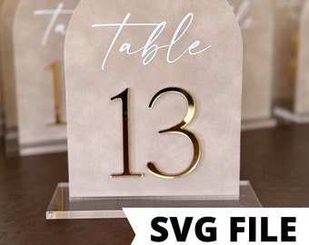 Digital Table Number SVG/ Arched Table Numbers / Arch Sign SVG/ Wedding Table Number Download/ Numbers 1-20/ Cricut/ Silhouette/ Glowforge