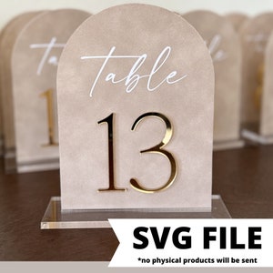 Digital Table Number SVG/ Arched Table Numbers / Arch Sign SVG/ Wedding Table Number Download/ Numbers 1-20/ Cricut/ Silhouette/ Glowforge