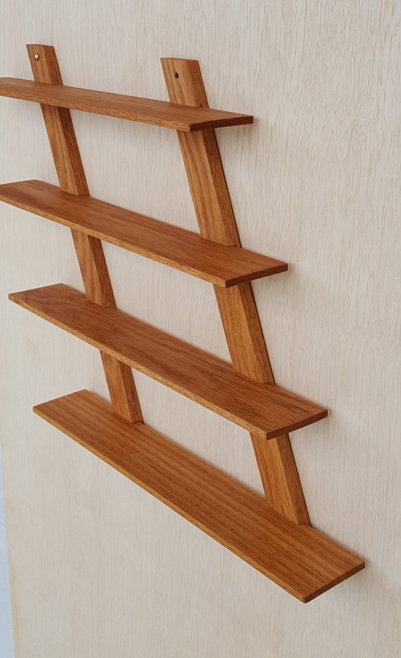 Solid Oak Wall Shelf In A Unique Slant Style Etsy