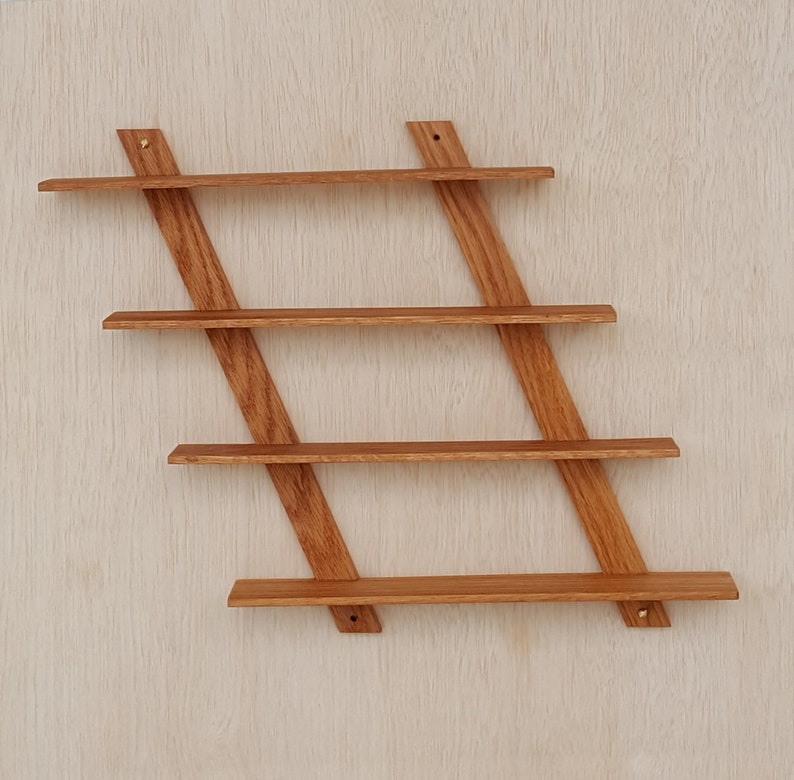 Solid Oak Wall Shelf In A Unique Slant Style Etsy