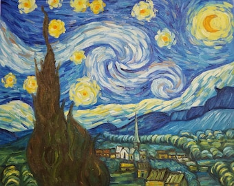 ヴィンセント・ヴァン・ゴッホの『星月夜』複製画 - キャンバス油絵
