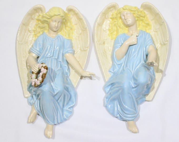 Vintage Pair of Ceramic Angels Wall Statues Home Decor - Etsy