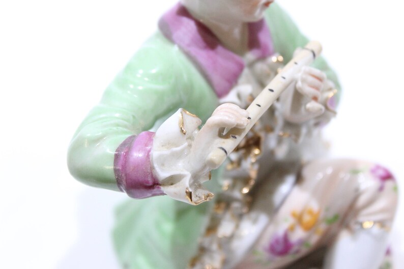 Vintage Girl Playing Flute Figurine Wales China Hand Etsy