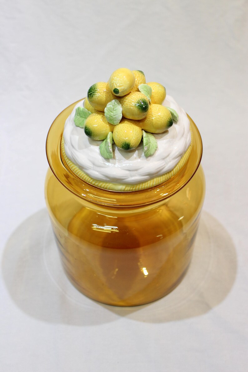 Vintage Yellow Jar With Lid Lemon Lid Canister Jar Etsy