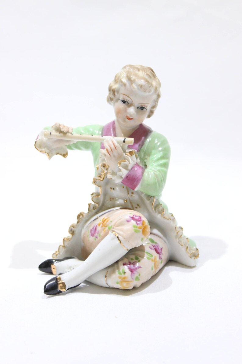 Vintage Girl Playing Flute Figurine Wales China Hand Etsy