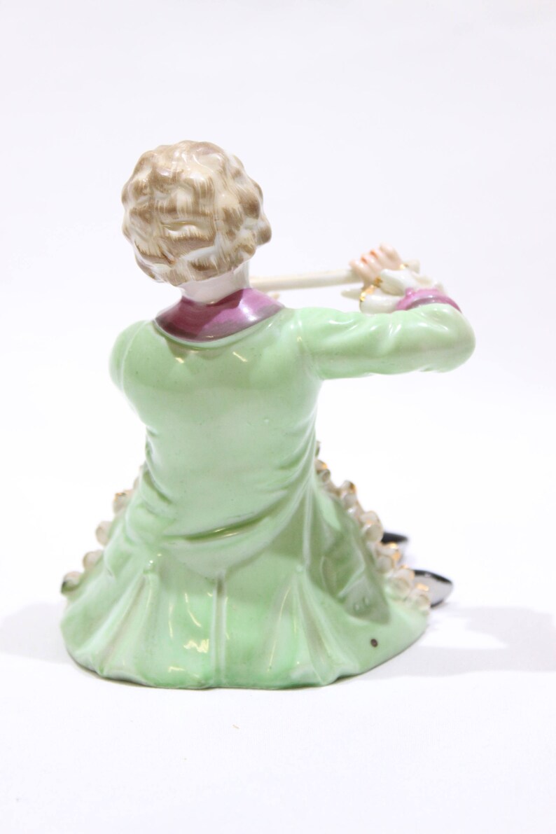 Vintage Girl Playing Flute Figurine Wales China Hand Etsy
