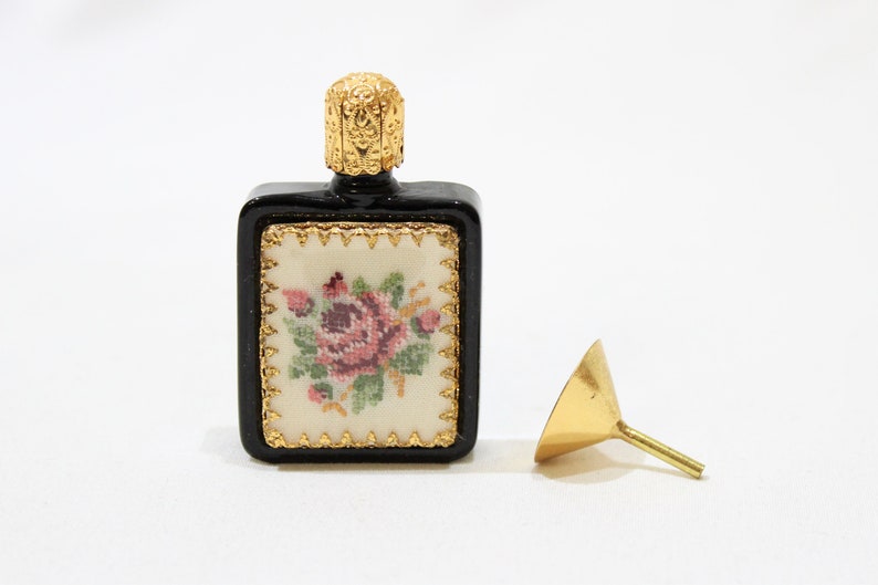 Vintage Austrian Petit Point Perfume Bottle with Miniature image 0