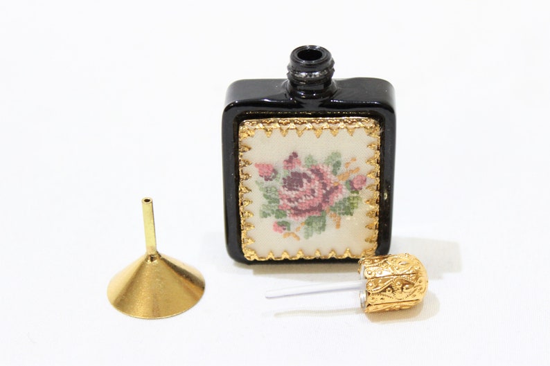 Vintage Austrian Petit Point Perfume Bottle with Miniature image 7