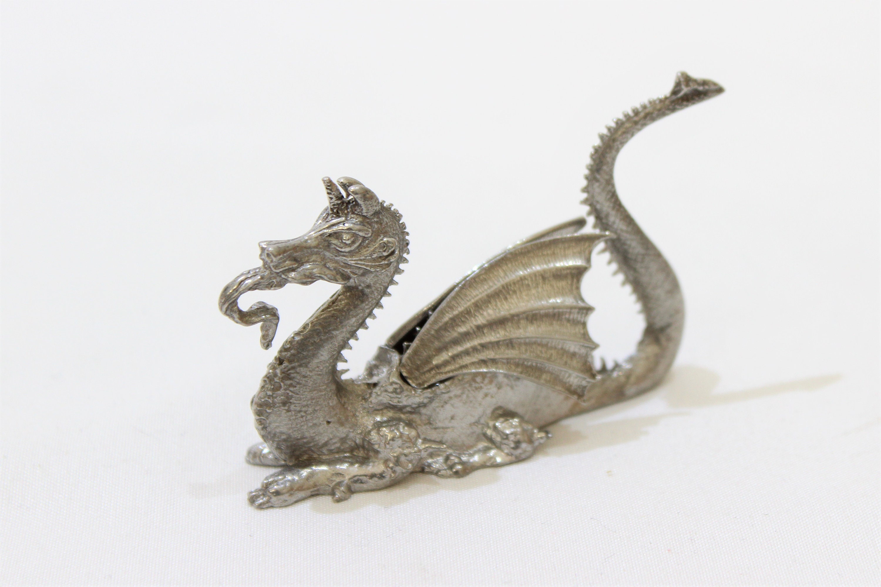 Vintage Spoontiques Miniature Pewter Dragon Figurine Etsy