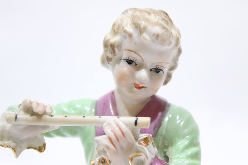 Vintage Girl Playing Flute Figurine Wales China Hand Etsy
