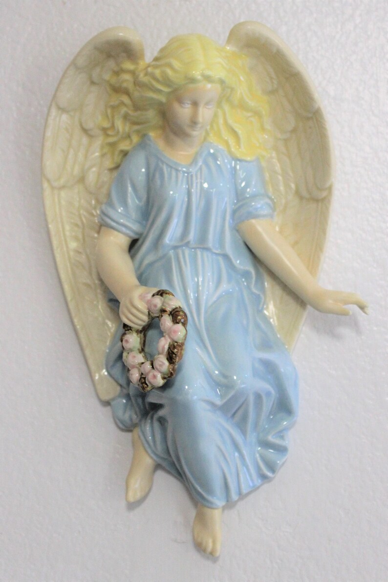 Vintage Pair of Ceramic Angels Wall Statues Home Decor Etsy