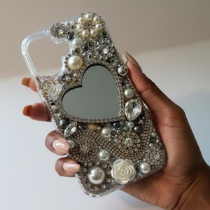 Luxury Phone Case With Mirror | Glam Emellished Rhinestone Phone Case | Handmade Statement Case | iPhone & Samsung