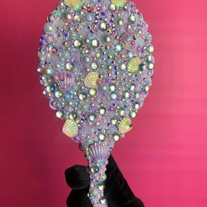 Mermaid Rhinestone Handheld Mirror: Custom Vanity Decor