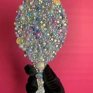 Mermaid Rhinestone Handheld Mirror: Custom Vanity Decor
