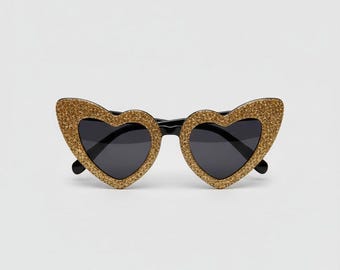 Glitter Heart Shaped Sunglasses | Halloween Costume | Retro Eyewear
