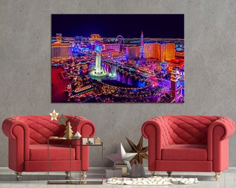Night Las Vegas Skyline Print Set Skyscrapers Wall Art Buildings Print Set Cityscape Wall Art Downtown Las Vegas Wall Art Buildings Wall Art