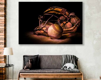 Baseball Vintage Sports Canvas Print - Boys Bedroom Decor, Baseball Room Decor, Perfect Baseball Gifts for Boys and Men