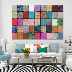 Knitting Canvas Print, Textures of Fabric and Knitwear on Canvas