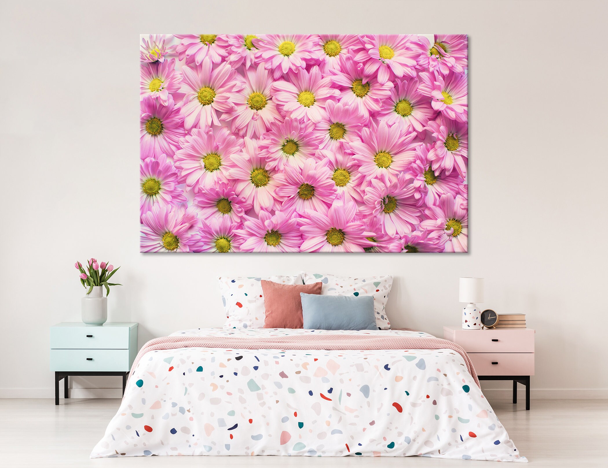 Pink Daisies Wall Art Daisies Wall Decor Daisies Canvas Print Etsy
