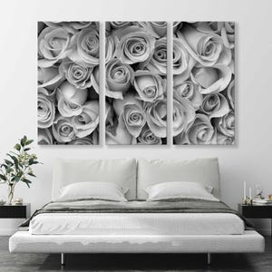 Black and White Roses Wall Art - Elegant Roses Canvas Print - Timeless Roses Wall Decor