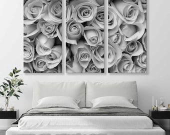 Black and White Roses Wall Art - Elegant Roses Canvas Print - Timeless Roses Wall Decor