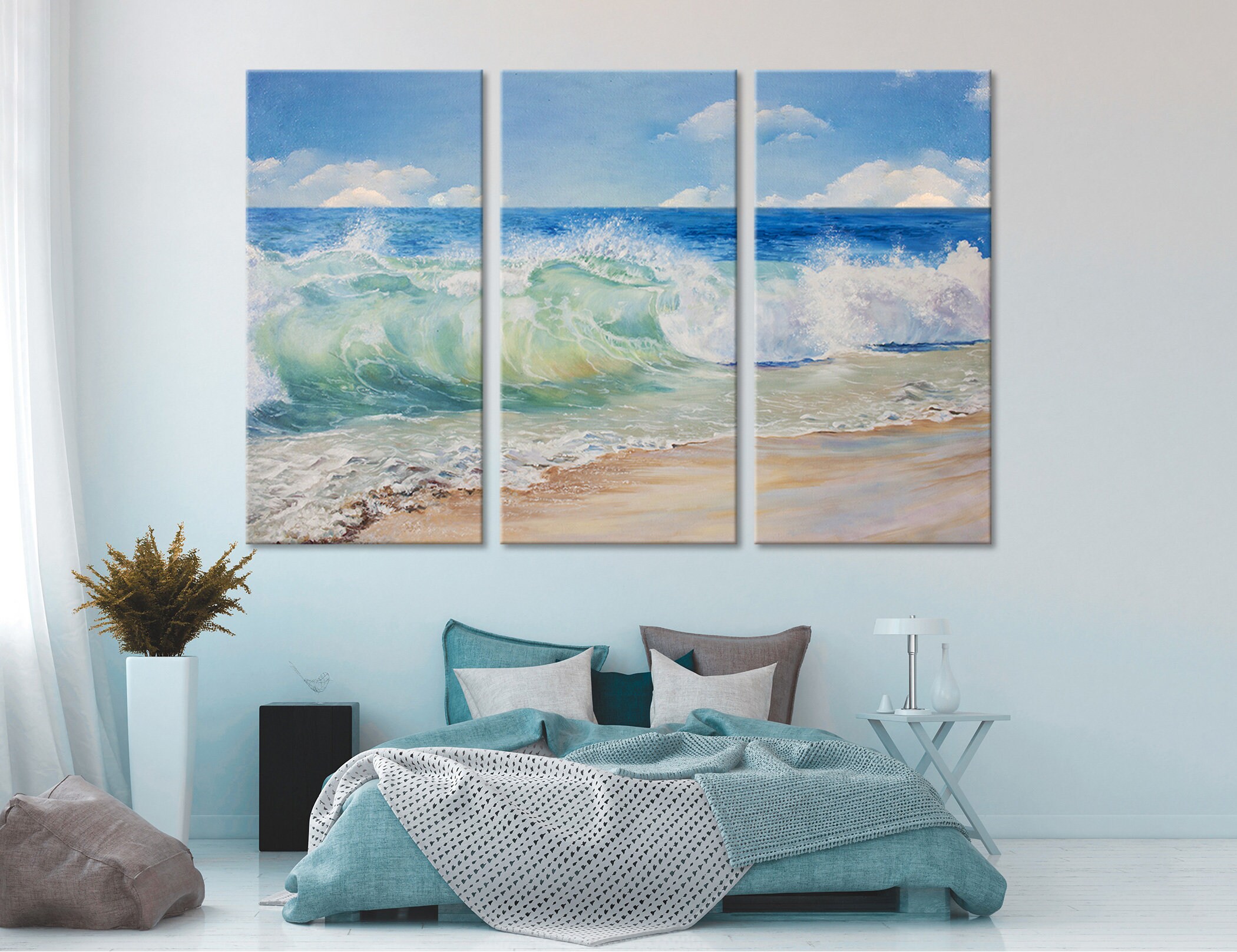 Painting Canvas Print Tropical Sea and Beach Beautiful Blue - Etsy