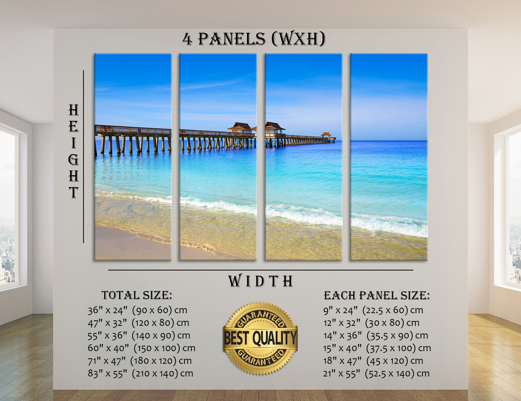 Naples Pier and Beach in Florida USA Extra Large Wall Art Etsy
