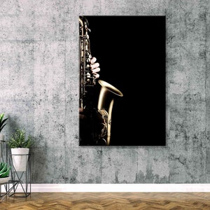 Saxophone Wall Art, Vertical Jazz Print, Large Music Wall Decor