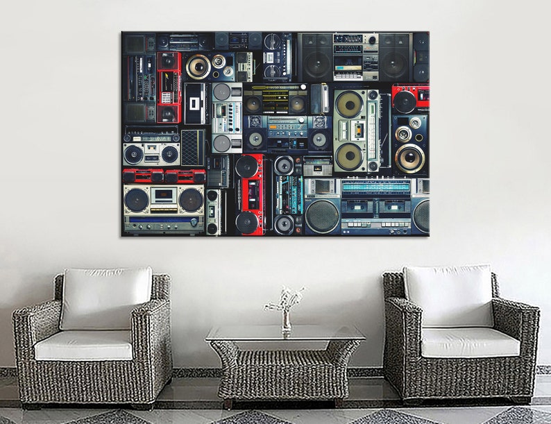 Retro Boombox Large Canvas Print Vintage Wall Art Boombox Wall Etsy