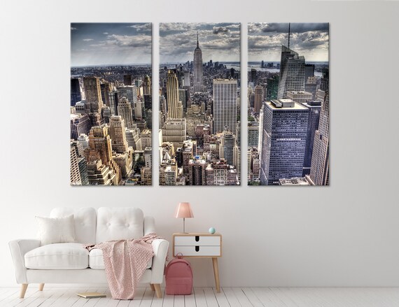 New York Print Cityscape Canvas New York Canvas Skyline Wall | Etsy