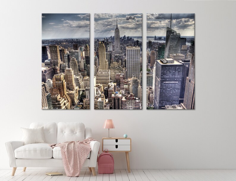 New York Print Cityscape Canvas New York Canvas Skyline Wall Etsy