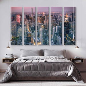 New York City Canvas - Aerial Photography Wall Art - City Skyline Night Art - Travel Photos