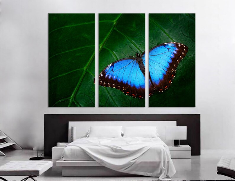 Blue Morpho Canvas Blue Butterfly Canvas Butterfly Print Etsy