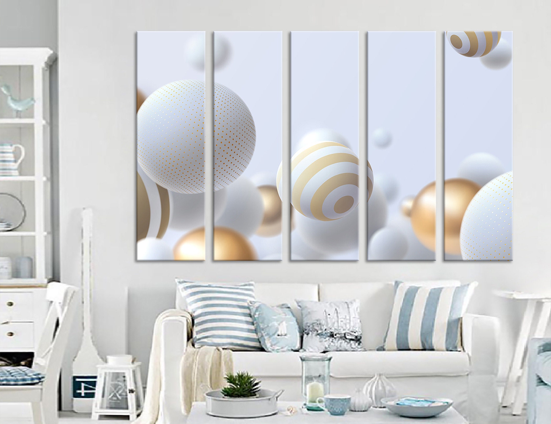 3D White and Gold Wall Art for White Room Oversized Abstract Etsy