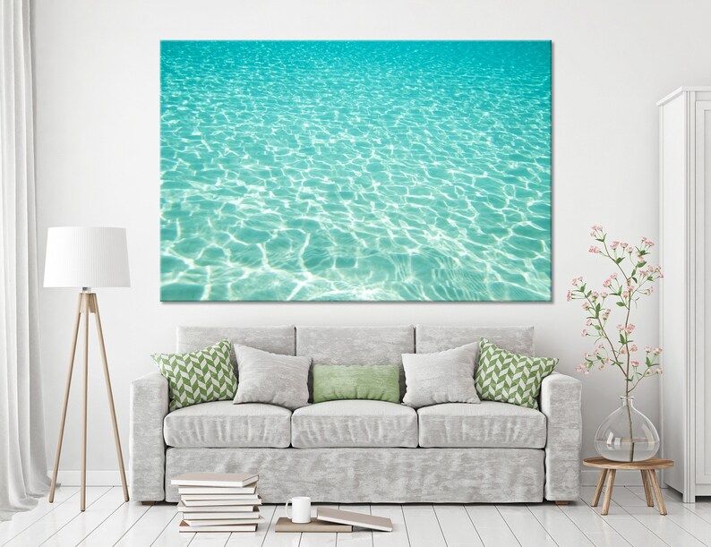2 Panels Azure Sea Wall Art Water Wall Art Ocean Wall Decor Etsy