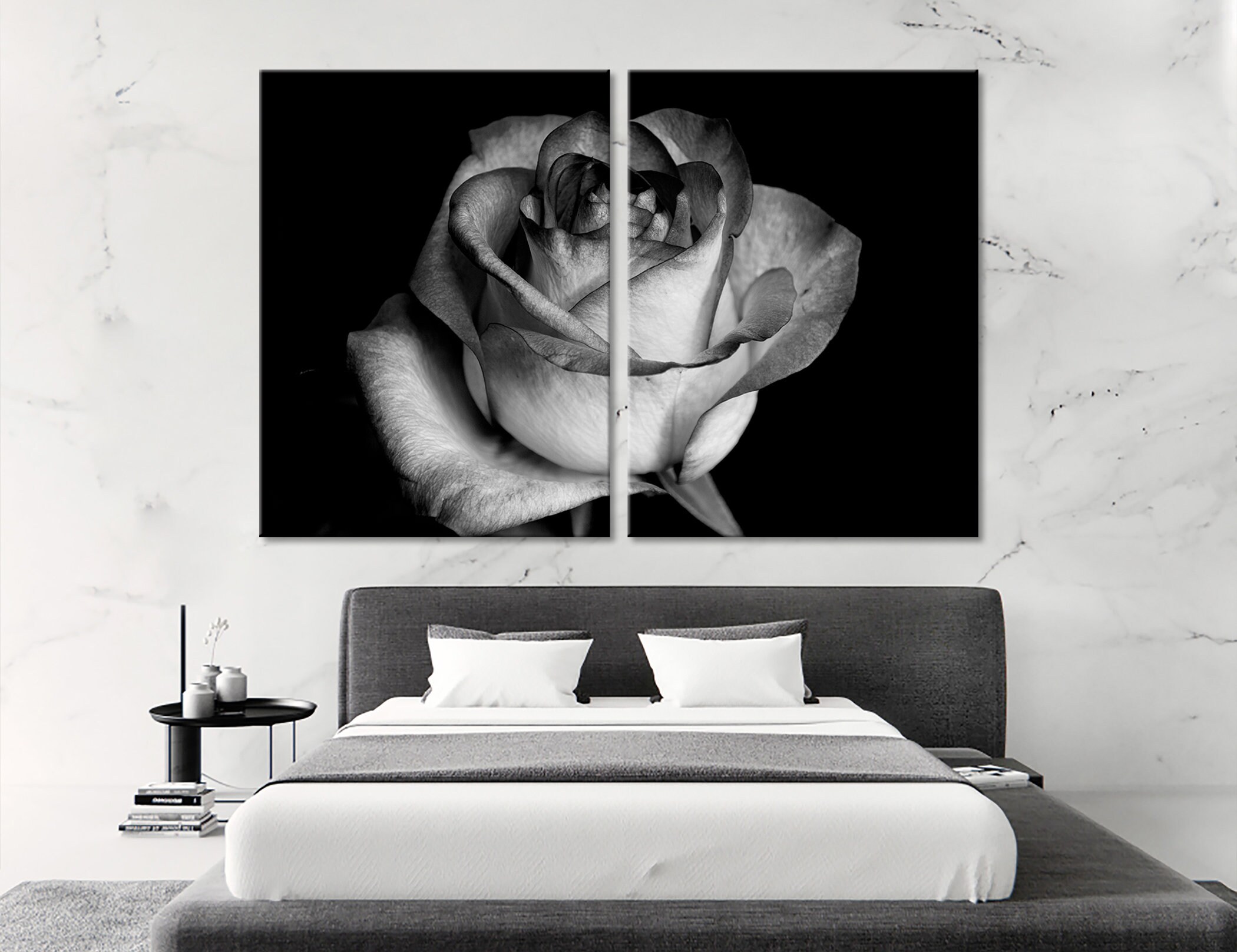 Black & White Rose Canvas Print Extra Large Wall Art Black | Etsy