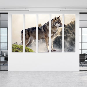 Wolf Wall Art Wolf Wall Decor Extra Large Wall Art Extra Large Wall Decor Large Canvas Art Large Canvas Decor Stretched Canvas Wall Art Set 5 Panels