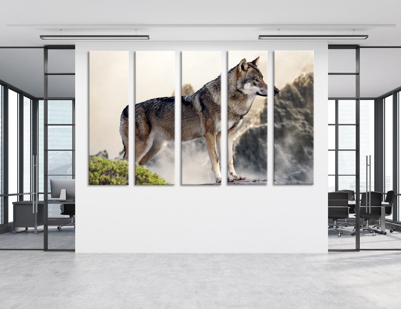 Wolf Wall Art Wolf Wall Decor Extra Large Wall Art Extra Large Wall Decor Large Canvas Art Large Canvas Decor Stretched Canvas Wall Art Set 5 Panels